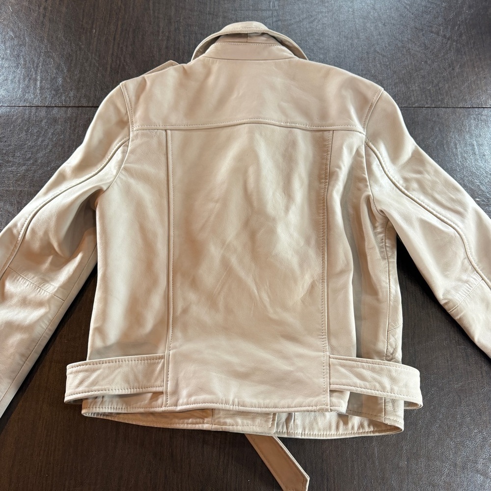 Walter Baker Cream Leather Moto Jacket Sz M - Picture 12 of 13